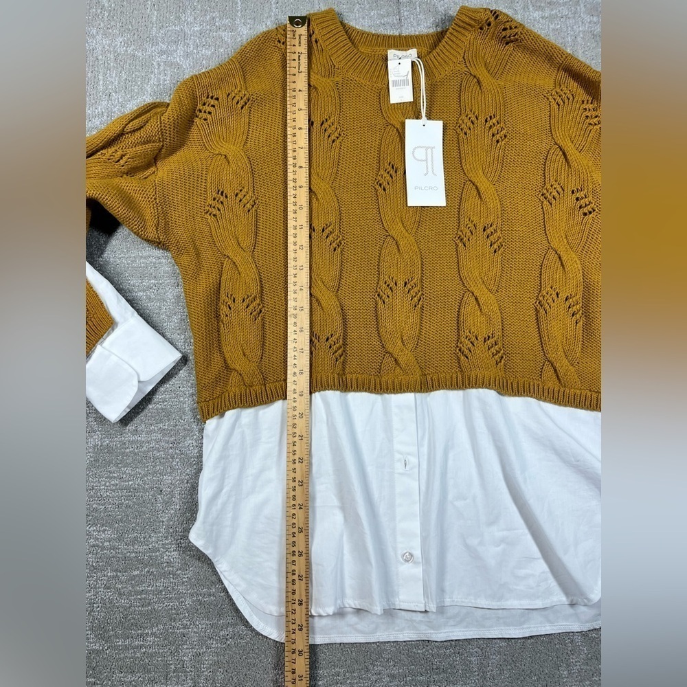 Anthropologie Pilcro Cable Twofer Layer Sweater Boho NWT Size L - Picture 4 of 6